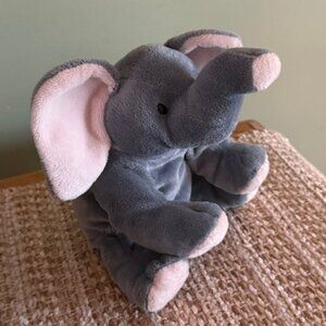 TY Winks the Elephant Grey Shell 100% TyLux Pink Ears and Paws Plush Toy
